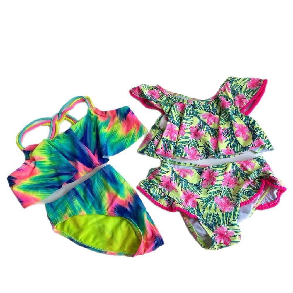 Lot Of 2 Girls 2 Piece Bikini Swimsuit Nicole Miller Wonder NationSize L (10-12)